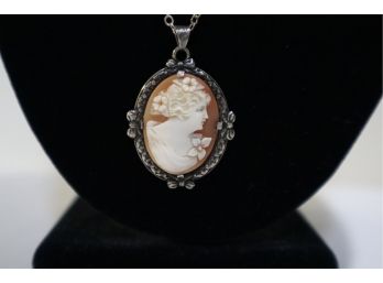 Sterling Cameo Pendent And 925 Sterling Chain