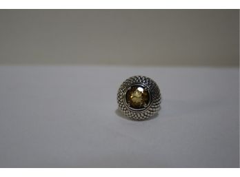 925 Sterling And Yellow Stone Ring Signed 'RS' Thailand Size 7