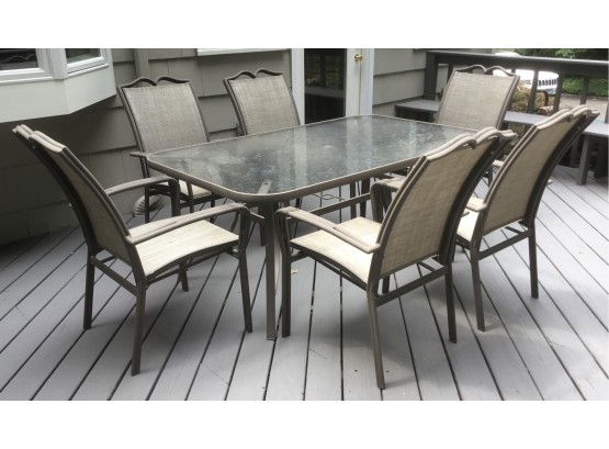 Outdoor Metal 7 Pc. Patio Set, Slingback Chairs