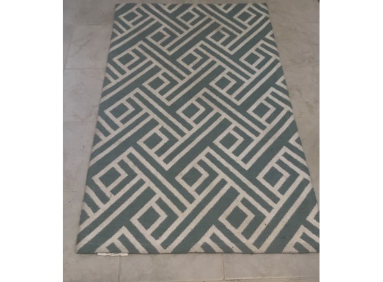 Contemporary Turquoise & White Area Rug By Treshold
