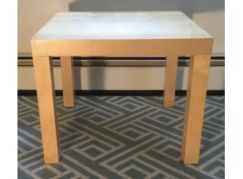 Contemporary Small Square Blonde Wood Table.