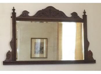 Antique Mahogany Beveled Unusual Mirror
