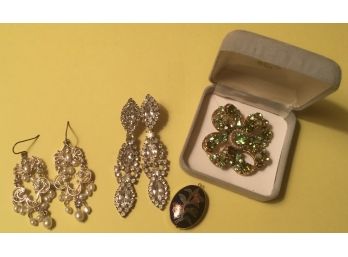 Bejeweled Earrings & Florenza Bejeweled Pin