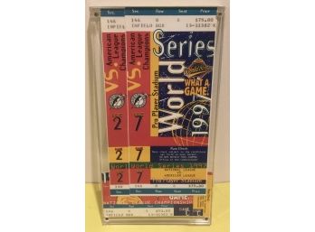 1997 World Series Baseball Florida Marlins Tickets In Lucite Block