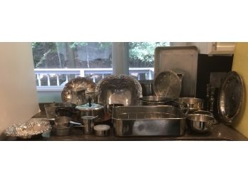 Stainless & Silverplate Grouping Over 25 Pieces
