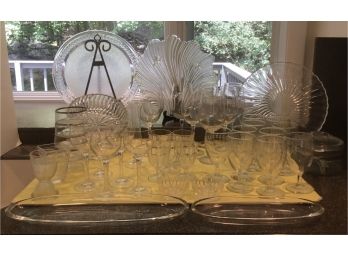 Large Lot Crystal, Glass Platters & Glassware
