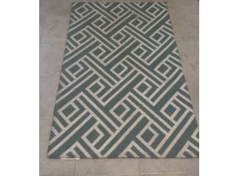 Contemporary Turquoise & White Area Rug By Treshold