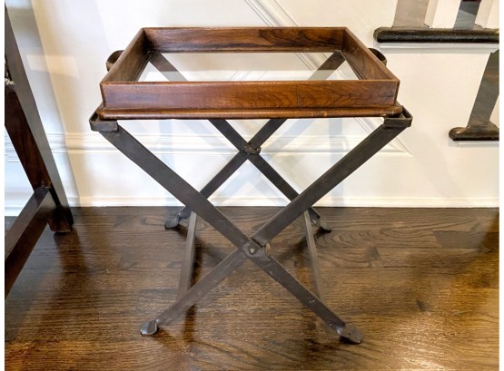 Wrought Iron Tray Table With Removable Glass Bottom Tray