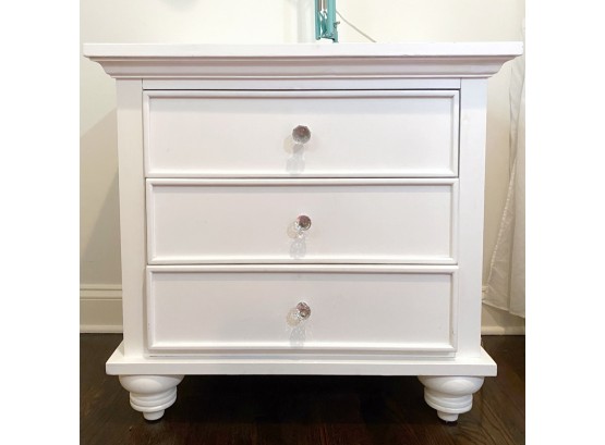 White 3-drawer Bedside Table With Faux Cut Crystal Knobs