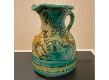 Hand Painted One Of A Kind Glazed Ceramic Pitcher