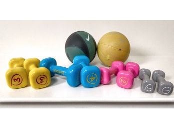 Bundle Of Home Exercise Hand Weights And Weighted Balls 1lb-4.4lbs