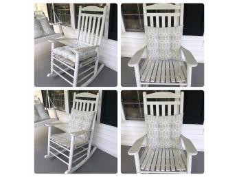 Set Of 4 White Wooden Patio Rocking Chairs