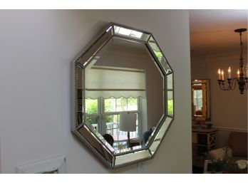 Octogan Shaped Mirror With Beaded Trimming