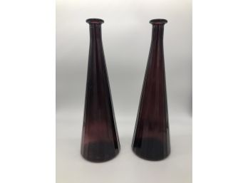 (2) Amethyst Vases