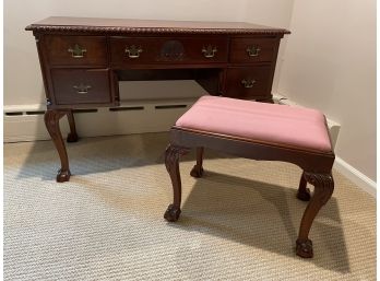 Vintage Mahogany Vanity / Desk With Bench Seat