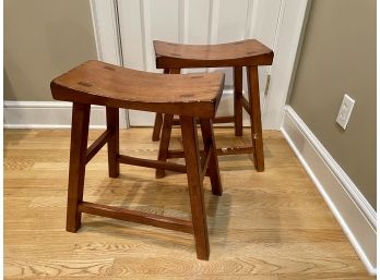 Pair Of Solid Wood Benches