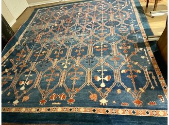 10' X 12' Beautiful Turkish Wool Blue And Red Carpet