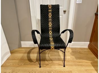 Tall Black Woven Leather Arm Chair From Indonesia