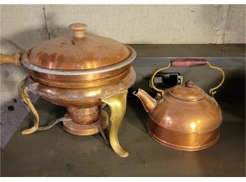 Copper Food Warmer And Tea Kettle