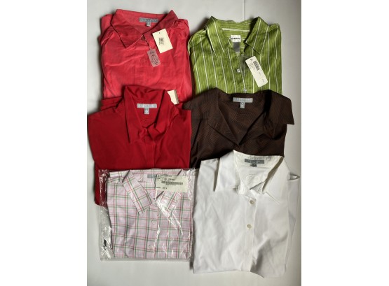 Six New Button Down Shirts: Five  Foxcroft & One Chico's, Some With Tags, XL