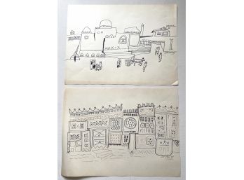 Two Original Satish Joshi Drawings On Paper, Unframed, Signed 1975
