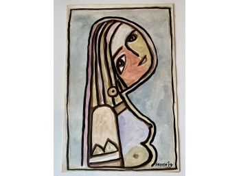 Original Satish Joshi Watercolor Painting On Paper, Unframed, Signed 1974
