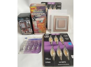 New In Box Magnifier Lamp, Lantern, Ceiling Light & Light Bulbs
