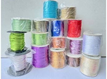 16 Spools Of Satin Cord For Craft Projects, New