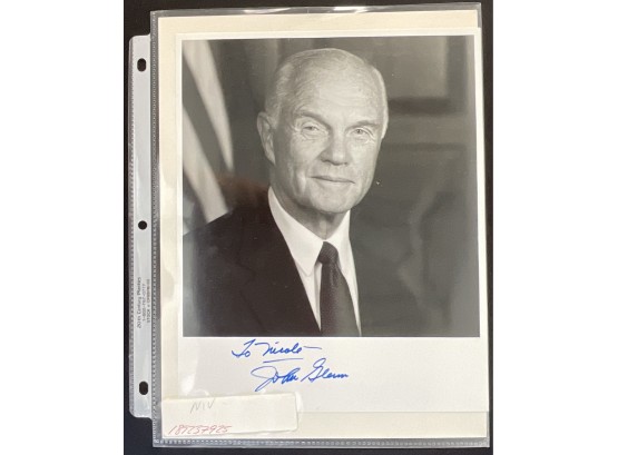 John Glen Astronaut First American To Orbit Earth-Us Senator Personally Hand Signed Picture