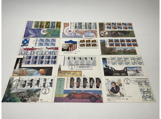 12 Full Panes Issue Stamps On First Day Of Issue Covers