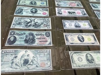 Early Rare US Large Size And Small Size Notes, Full Size Facsimiles