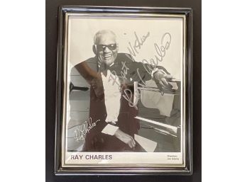 Ray Charles Personally Signed Photo In Framed 8x10
