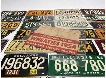 Lot Of Vintage License Plates Only Three States Missing Comes With General Mills Checklist
