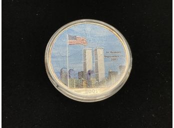 2001 American Silver Eagle  With 9/11 Tower Print - 1 Ounce Pure Silver