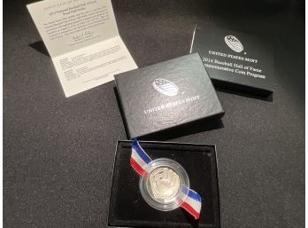 US Mint Proof 2014  Baseball Hall Of Fame Half Dollar - First Curved Coin Issued By Us  Mint. Box And Coa
