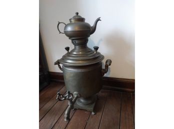 Antique Brass And Copper Samovar With Kettle