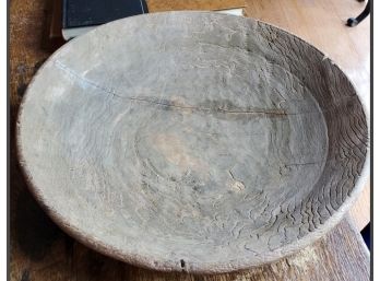 Antique Hand- Hewn Wood Bowl 14' Diameter