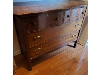 Antique Oak Two Over Two Drawer Chest With Mirror & Harp Circa 1900