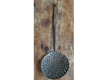Slotted Female Serving / Cooking Ladle - Spoon With Copper Pierced Bowl