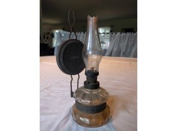 Vintage Greek Oil Lamp Of Metal And Glass