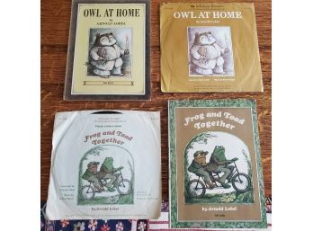 Two Vintage Arnold Lobel Childrens Books & Record Sets- Frog And Toad Together & Owl At Home