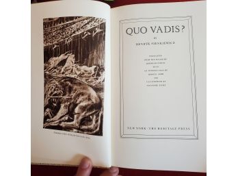 Vintage 1960 The Heritage Press Book - Quo Vadis By Henryk Sienkiewicz With Slip Case
