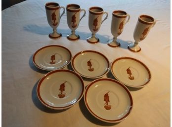 Loubat China Cocoa Cups And Saucers 5 Pairs