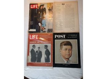 4 Vintage Magazines On Kennedy Assasination - 3 Life, 1 Saturday Evening Post