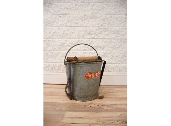 Antique White Mop Wringer Co. Mop Bucket