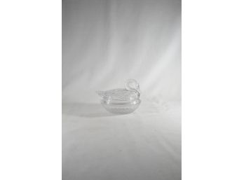 Imperial Glass Swan Covered Dish, Basket Weave Base