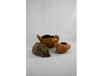 Set Of 3 Ceramic And Clay Figurines/Potters