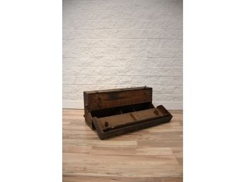 Large Antique Tool Storage Box With Interior Drawers