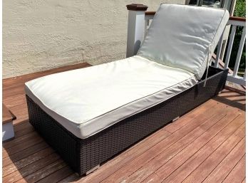 Outdoor Woven Adjustable Platform Chaise Lounge With Cushion