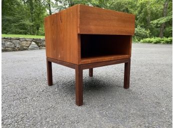 Reff Elements Teak Mid Century Modern Footed Side Table With Single Drawer